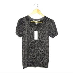 NWT Diane Von Furstenberg Knit Grey Print Top